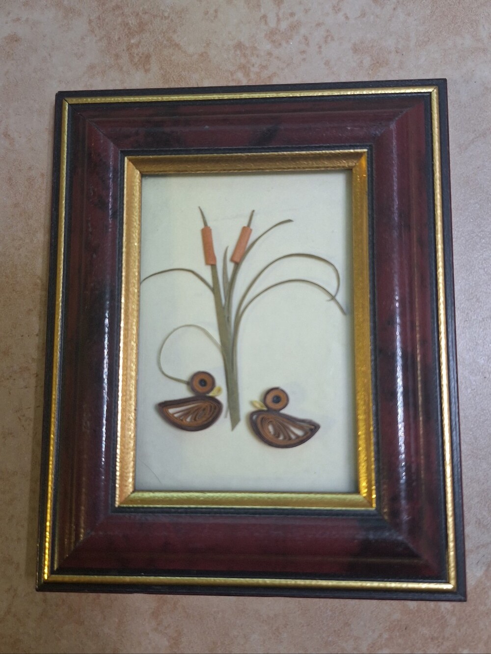 Quilled Art Ducks And Cattails Mini Frame 4"x5" Handmade